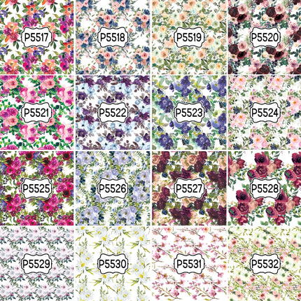 Floral Flower Group 2 Print Pattern DIY Vinyl Sheet Iron-On Transfer or Sticker