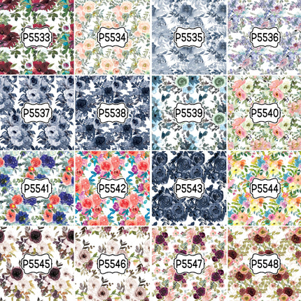Floral Flower Group 2 Print Pattern DIY Vinyl Sheet Iron-On Transfer or Sticker