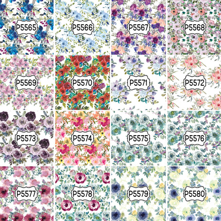 Floral Flower Group 2 Print Pattern DIY Vinyl Sheet Iron-On Transfer or Sticker
