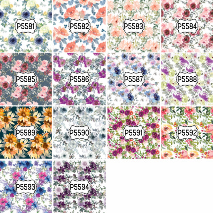 Floral Flower Group 2 Print Pattern DIY Vinyl Sheet Iron-On Transfer or Sticker