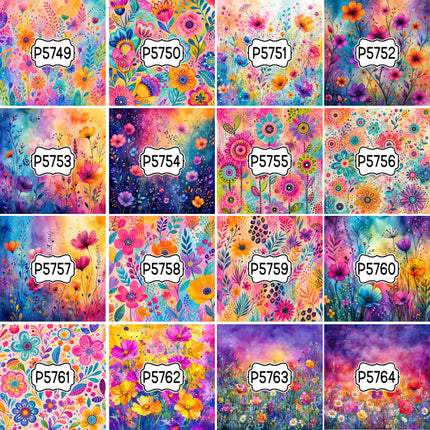 Floral Flower Group 3 Print Pattern DIY Vinyl Sheet Iron-On Transfer or Sticker