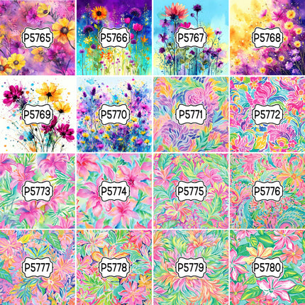 Floral Flower Group 3 Print Pattern DIY Vinyl Sheet Iron-On Transfer or Sticker