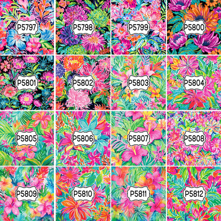 Floral Flower Group 3 Print Pattern DIY Vinyl Sheet Iron-On Transfer or Sticker