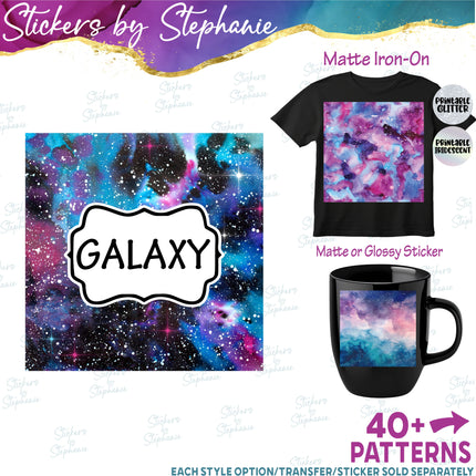 Galaxy Print Pattern DIY Vinyl Sheet Iron-On Transfer or Sticker