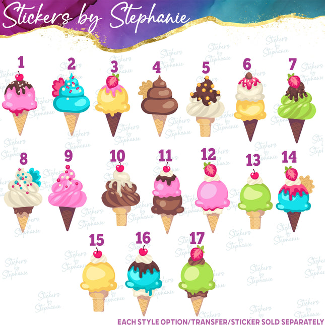(s04-201) Four Ever Sweet Ice Cream Cone Iron-On Transfer