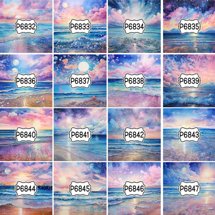 Landscape Beach/Ocean Mountains Print Pattern DIY Vinyl Sheet Iron-On Transfer or Sticker
