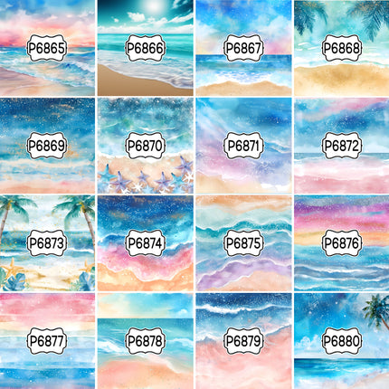 Landscape Beach/Ocean Mountains Print Pattern DIY Vinyl Sheet Iron-On Transfer or Sticker