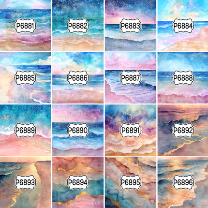 Landscape Beach/Ocean Mountains Print Pattern DIY Vinyl Sheet Iron-On Transfer or Sticker
