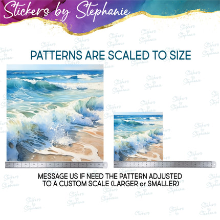 Landscape Beach/Ocean Mountains Print Pattern DIY Vinyl Sheet Iron-On Transfer or Sticker