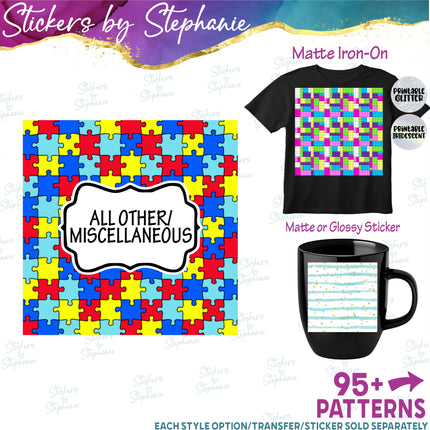 All Other Miscellaneous Print Pattern DIY Vinyl Sheet Iron-On Transfer or Sticker