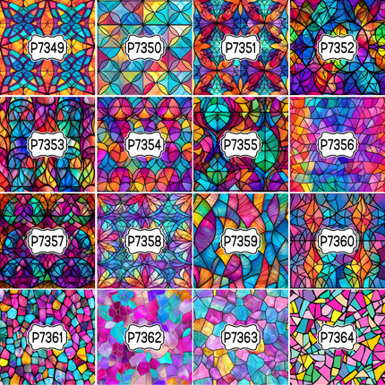 Mosaic Stained-Glass Print Pattern DIY Vinyl Sheet Iron-On Transfer or Sticker