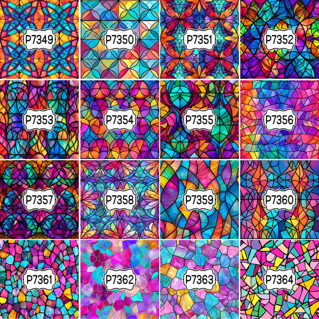 Mosaic Stained-Glass Print Pattern DIY Vinyl Sheet Iron-On Transfer or Sticker