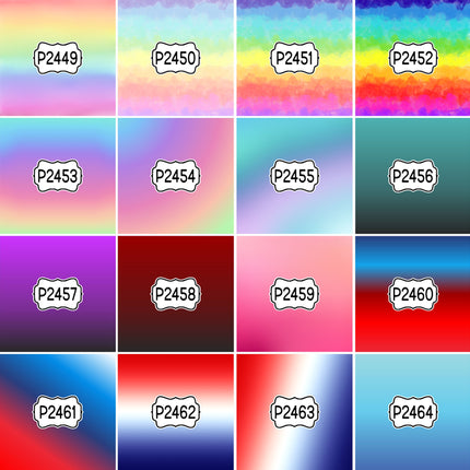 Ombre Gradient Group 2 Print Pattern DIY Vinyl Sheet Iron-On Transfer or Sticker