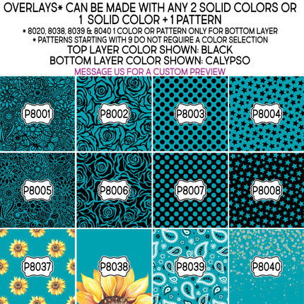 Overlay Custom Color Print Pattern DIY Vinyl Sheet Iron-On Transfer or Sticker