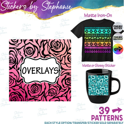 Overlay Custom Color Print Pattern DIY Vinyl Sheet Iron-On Transfer or Sticker