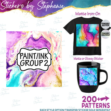 Paint/Ink Group 2 Print Pattern DIY Vinyl Sheet Iron-On Transfer or Sticker