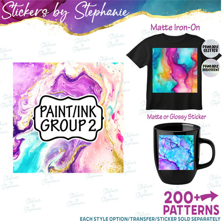 Paint/Ink Group 2 Print Pattern DIY Vinyl Sheet Iron-On Transfer or Sticker