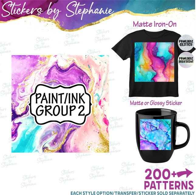 Paint/Ink Group 2 Print Pattern DIY Vinyl Sheet Iron-On Transfer or Sticker