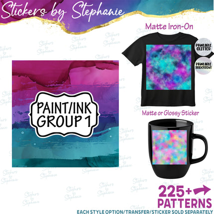 Paint/Ink Group 1 Print Pattern DIY Vinyl Sheet Iron-On Transfer or Sticker