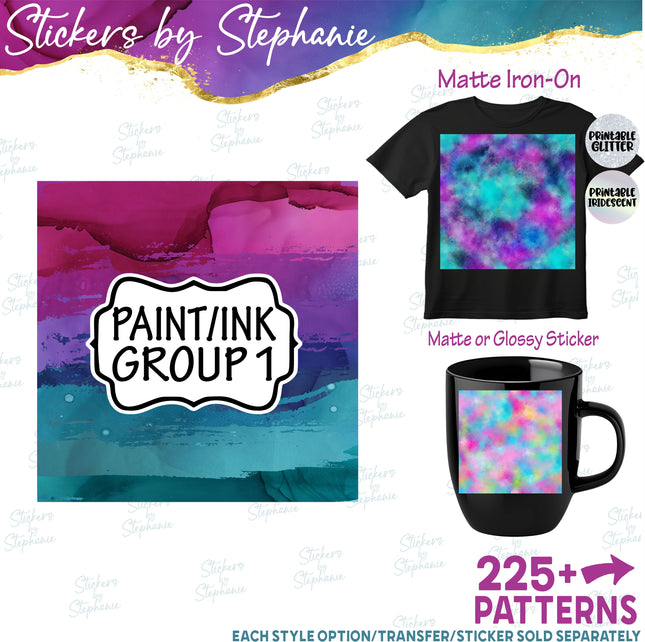 Paint/Ink Group 1 Print Pattern DIY Vinyl Sheet Iron-On Transfer or Sticker
