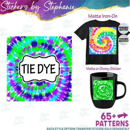 Tie Dye Print Pattern DIY Vinyl Sheet Iron-On Transfer or Sticker