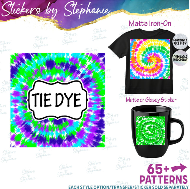 Tie Dye Print Pattern DIY Vinyl Sheet Iron-On Transfer or Sticker